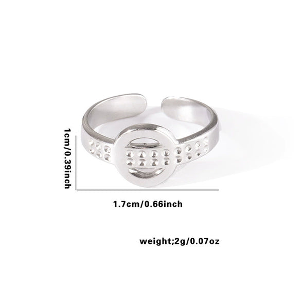 Geometric Simple Titanium Steel Ring With Heart Shape Flower Leaves Letters Numbers Text Design And Electroplating For Female Star Opening And Unisex