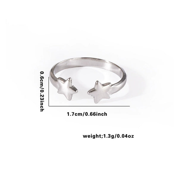 Geometric Simple Titanium Steel Ring With Heart Shape Flower Leaves Letters Numbers Text Design And Electroplating For Female Star Opening And Unisex