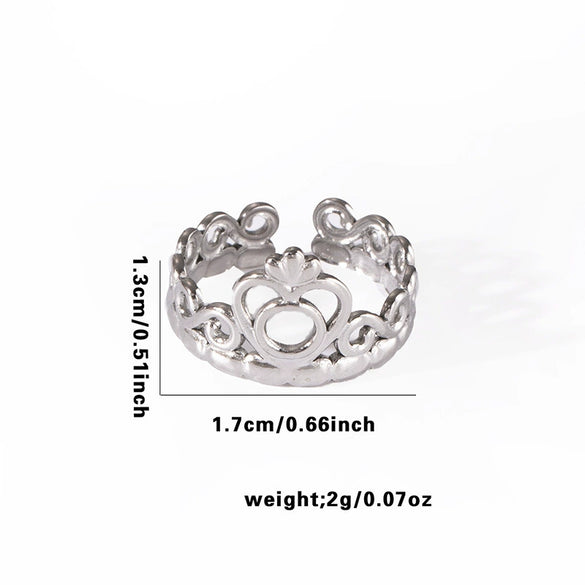 Geometric Simple Titanium Steel Ring With Heart Shape Flower Leaves Letters Numbers Text Design And Electroplating For Female Star Opening And Unisex