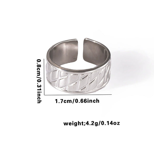 Geometric Simple Titanium Steel Ring With Heart Shape Flower Leaves Letters Numbers Text Design And Electroplating For Female Star Opening And Unisex