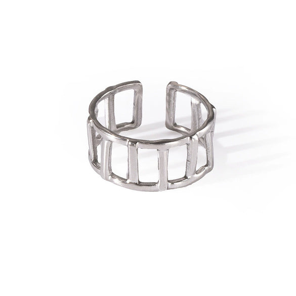 Geometric Simple Titanium Steel Ring With Heart Shape Flower Leaves Letters Numbers Text Design And Electroplating For Female Star Opening And Unisex