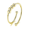 Geometric Spiral Bead Rotating Open Ring Brass And White Steel Electroplated Adjustable Unisex Anxiety Relief Jewelry