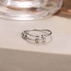 Geometric Spiral Bead Rotating Open Ring Brass And White Steel Electroplated Adjustable Unisex Anxiety Relief Jewelry