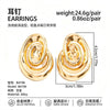 Geometric Spiral Hollow Earrings For Women Irregular Alloy Design With Electroplated Finish And Stainless Steel Ear Posts