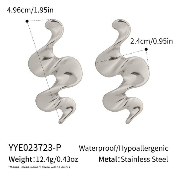 Geometric Spiral Rotating Irregular Stainless Steel Earrings For Girls With Electroplating Design