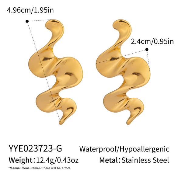 Geometric Spiral Rotating Irregular Stainless Steel Earrings For Girls With Electroplating Design