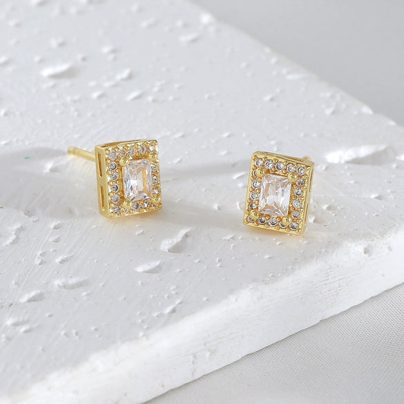 Geometric Square Rectangular Copper Electroplated Earrings For Women And Men