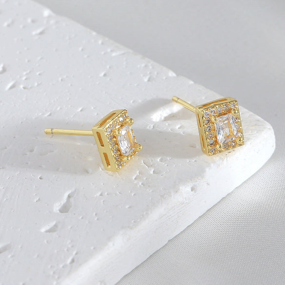 Geometric Square Rectangular Copper Electroplated Earrings For Women And Men