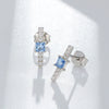 Geometric Square Sterling Silver Zircon Earrings For Women With Diamond Design