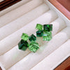 Geometric Square Three Dimensional Fantasy Zircon Earrings In Glass And Glazed Material With Rhombus And Geometric Patterns For Women