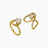 Geometric Stainless Steel And Zircon Inlaid Electroplated 18K Gold Waterproof Colorretaining Fashion Allmatch Ring For Women