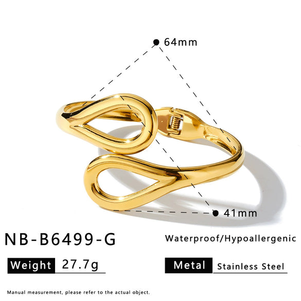 Geometric Stainless Steel Bracelet For Women With Gold Tone Vacuum Plated Finish And Minimalist Versatile Style