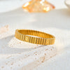 Geometric Stainless Steel Bracelet With Gold Tone Vacuum Electroplated Finish For Women