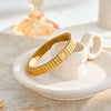 Geometric Stainless Steel Bracelet With Gold Tone Vacuum Electroplated Finish For Women