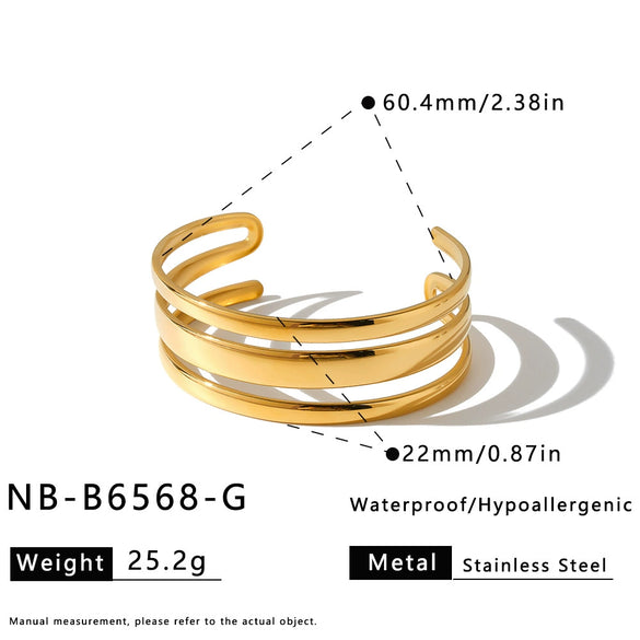 Geometric Stainless Steel Bracelet With 18K Gold Vacuum Plating Simple Non Fading Accessory