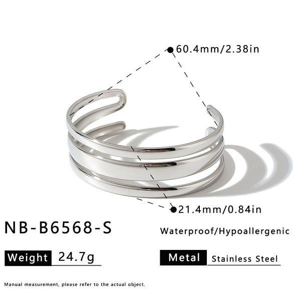 Geometric Stainless Steel Bracelet With 18K Gold Vacuum Plating Simple Non Fading Accessory