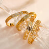 Geometric Stainless Steel Bracelet With Rhinestones Vacuum Plated Retro Style Jewelry For Women