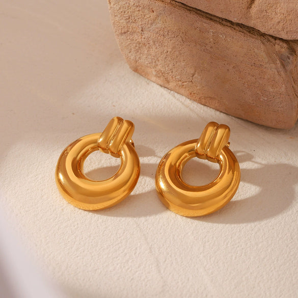 Geometric Stainless Steel Earrings Hoops For Women With Electroplating And Vacuum Plating Process