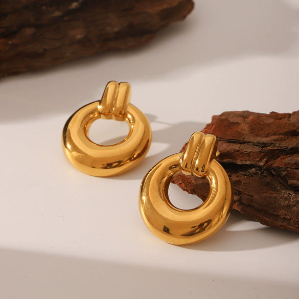 Geometric Stainless Steel Earrings Hoops For Women With Electroplating And Vacuum Plating Process