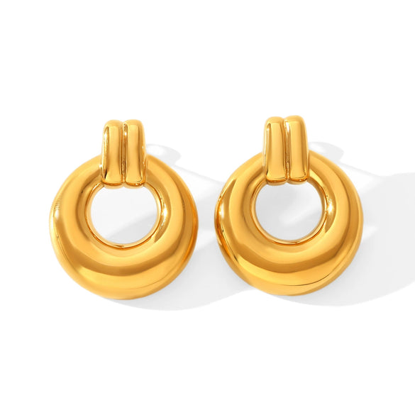 Geometric Stainless Steel Earrings Hoops For Women With Electroplating And Vacuum Plating Process