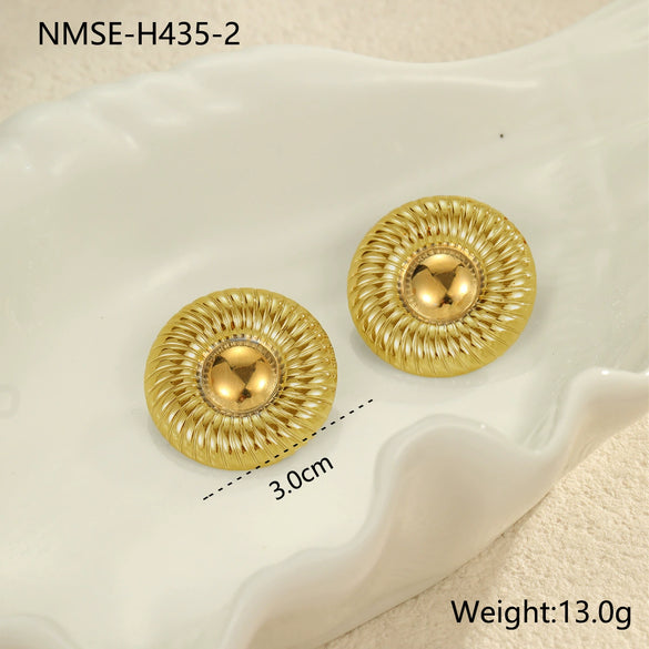 Geometric Stainless Steel Earrings With Gold And Silver Color Matching Electroplated