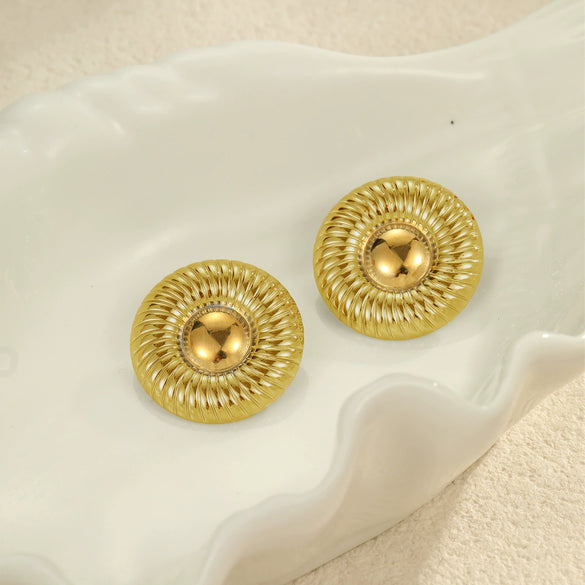 Geometric Stainless Steel Earrings With Gold And Silver Color Matching Electroplated