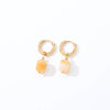 Geometric Stainless Steel Earrings With Natural Stone Simple Niche Design High End Style