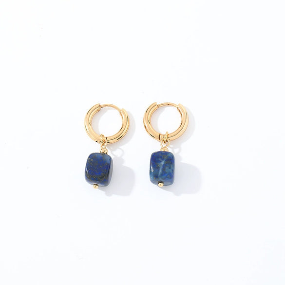 Geometric Stainless Steel Earrings With Natural Stone Simple Niche Design High End Style