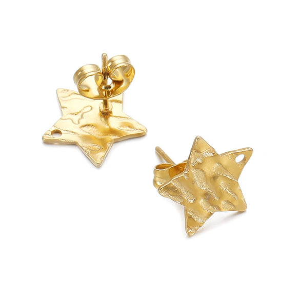 Geometric Stainless Steel Embossed Butterfly Flower Heartshaped Electroplated Earrings Accessories
