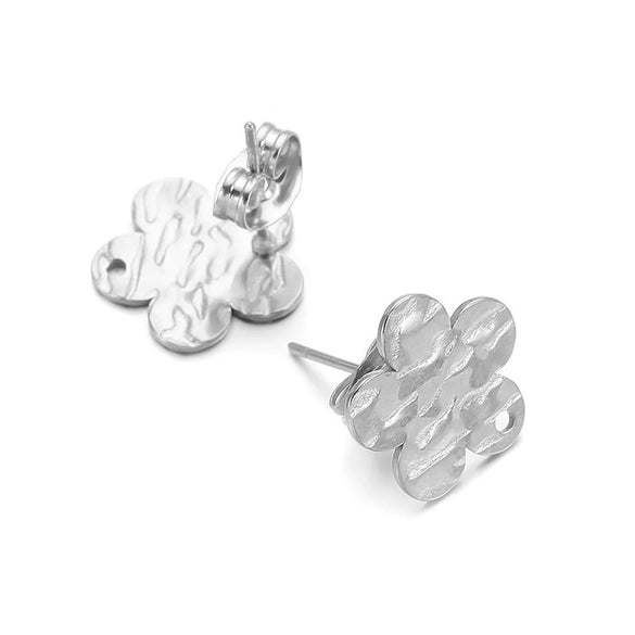 Geometric Stainless Steel Embossed Butterfly Flower Heartshaped Electroplated Earrings Accessories