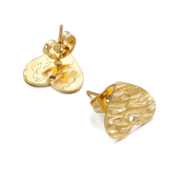 Geometric Stainless Steel Embossed Butterfly Flower Heartshaped Electroplated Earrings Accessories