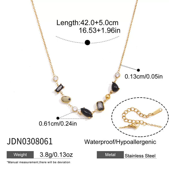 Geometric Stainless Steel Pendant Necklace With Pvd Vacuum Gold Plating And Regular Chain For Women
