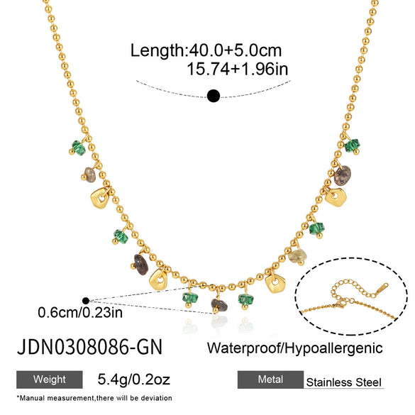 Geometric Stainless Steel Pendant Necklace With Pvd Vacuum Gold Plating And Regular Chain For Women