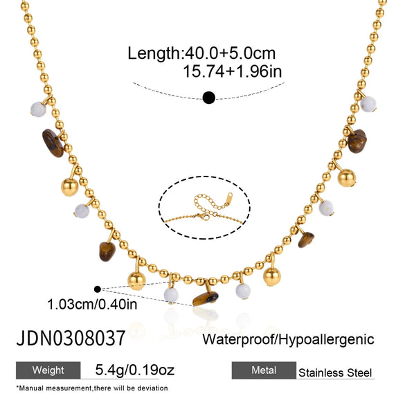 Geometric Stainless Steel Pendant Necklace With Pvd Vacuum Gold Plating And Regular Chain For Women