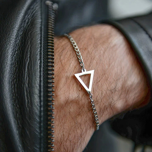 Geometric Stainless Steel Triangle Bracelet Handmade Design