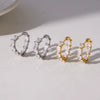 Geometric Stainless Steel Zircon Clip On Earrings For Women Elegant Electroplated Non Fading Light Luxury Jewelry
