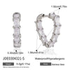 Geometric Stainless Steel Zircon Clip On Earrings For Women Elegant Electroplated Non Fading Light Luxury Jewelry