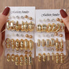 Geometric Stud Earrings Set Imitation Pearl Dot Diamond Elegant Electroplated Women's Jewelry
