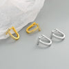 Geometric T Shaped Diamond Studded Earrings In S925 Sterling Silver With Electroplated Finish