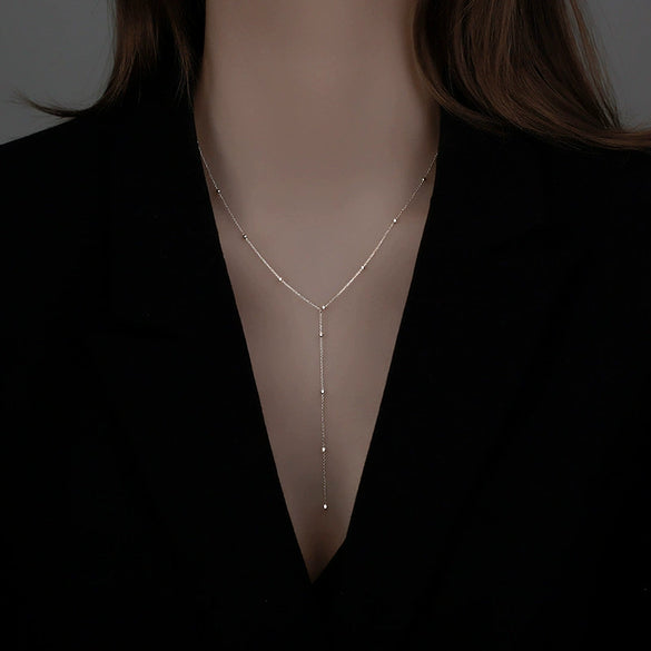 Geometric Tassel Necklace For Women Real Gold Electroplated Alloy Cold Style Simple Clavicle Chain