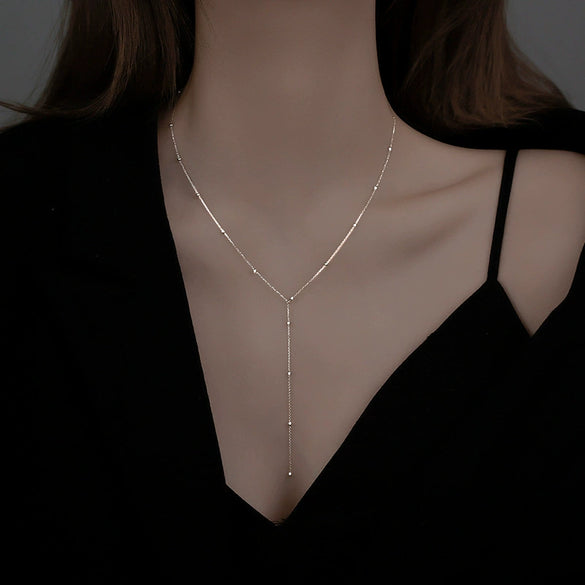 Geometric Tassel Necklace For Women Real Gold Electroplated Alloy Cold Style Simple Clavicle Chain