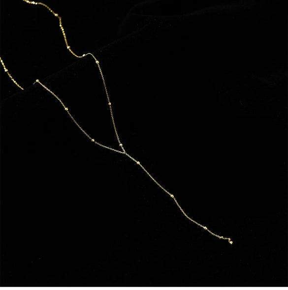 Geometric Tassel Necklace For Women Real Gold Electroplated Alloy Cold Style Simple Clavicle Chain