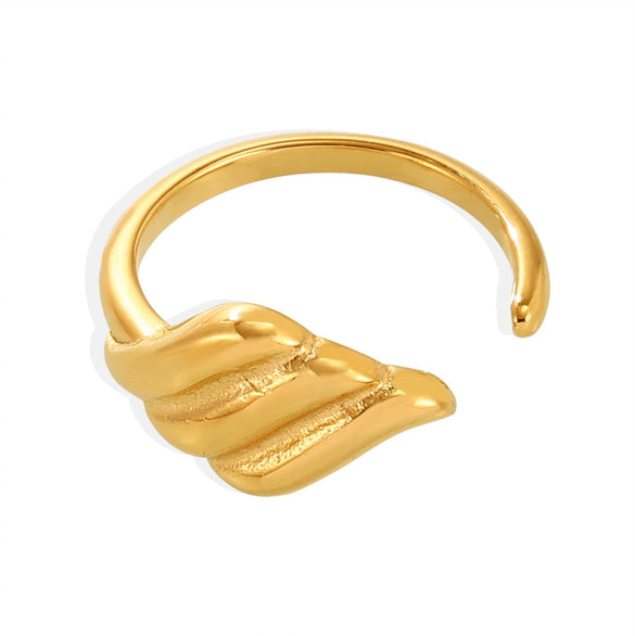 Geometric Texture Open Ring Titanium Steel 18K Gold Plated Jewelry