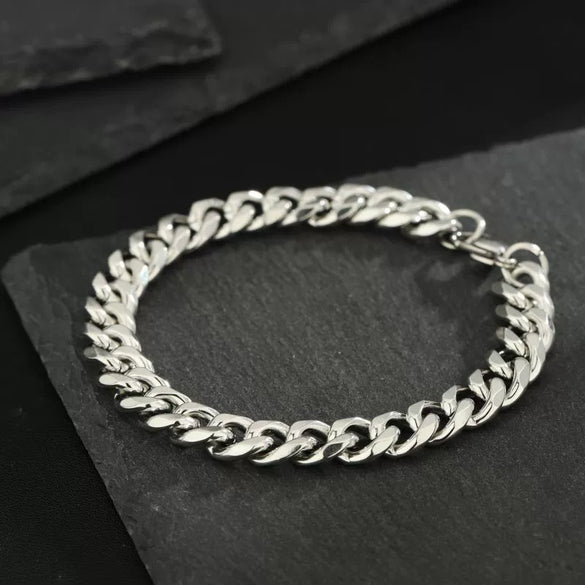 Geometric Titanium Steel Cuban Link Bracelet With Electroplated Finish Unisex Fashion Jewelry
