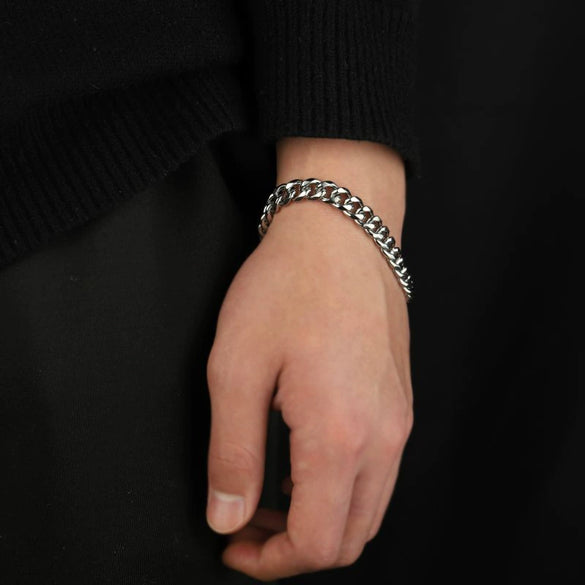 Geometric Titanium Steel Cuban Link Bracelet With Electroplated Finish Unisex Fashion Jewelry