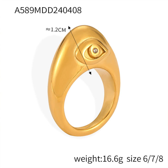 Geometric 316L Stainless Steel Goldplated Ring Unisex Electroplated Design