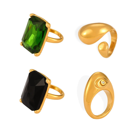 Geometric 316L Stainless Steel Goldplated Ring Unisex Electroplated Design
