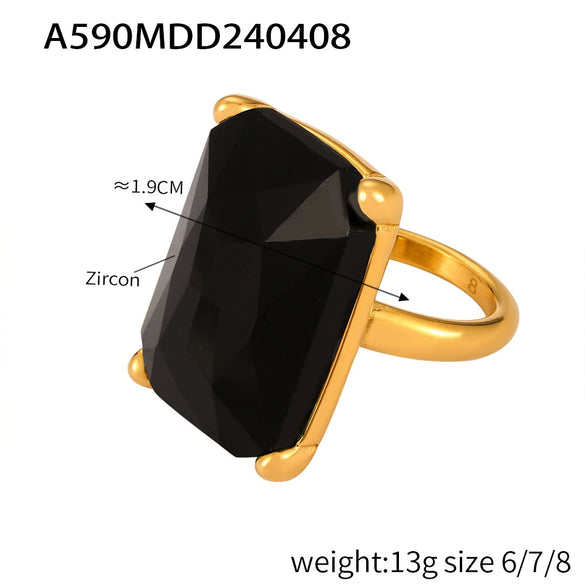 Geometric 316L Stainless Steel Goldplated Ring Unisex Electroplated Design