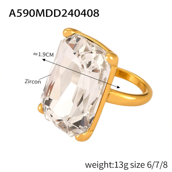 Geometric 316L Stainless Steel Goldplated Ring Unisex Electroplated Design
