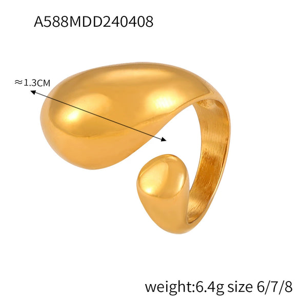 Geometric 316L Stainless Steel Goldplated Ring Unisex Electroplated Design